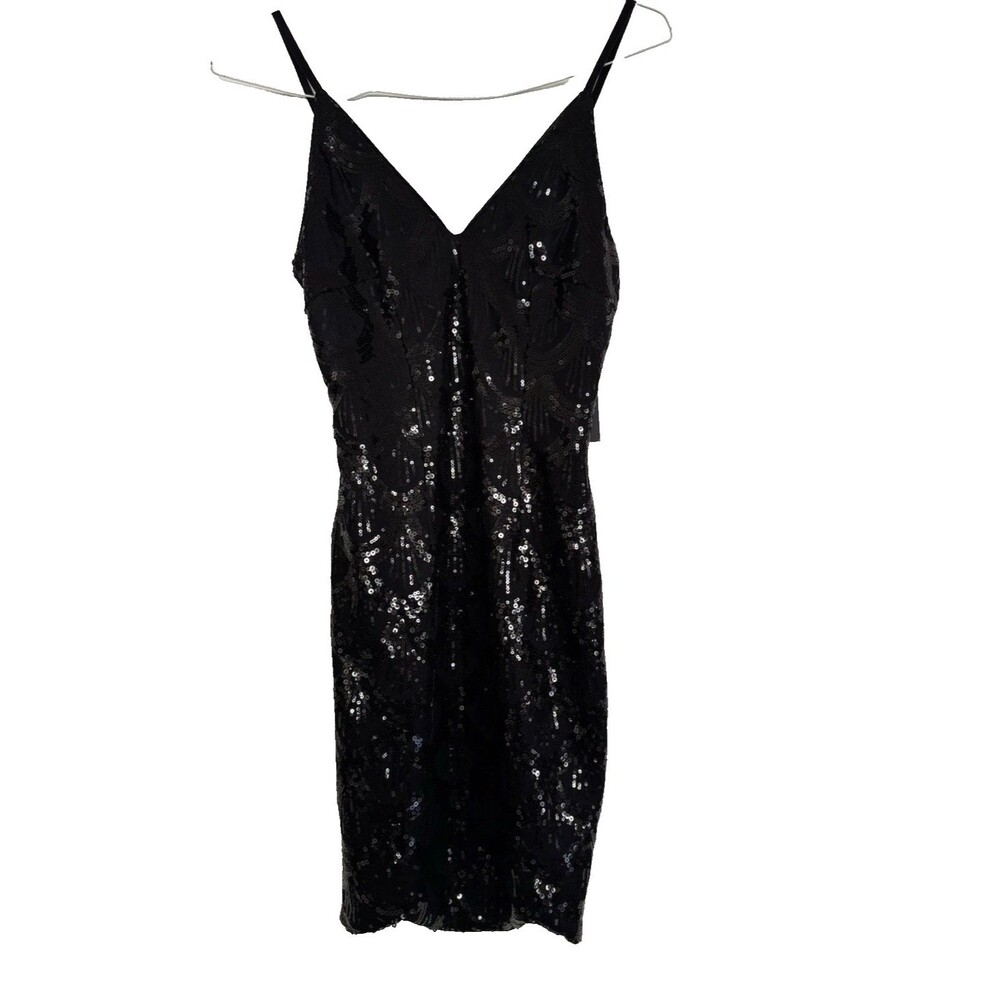 NWT Millie’s Black Sequins Mini Cocktail Party LBD Dress Sz S Bold Sarkling